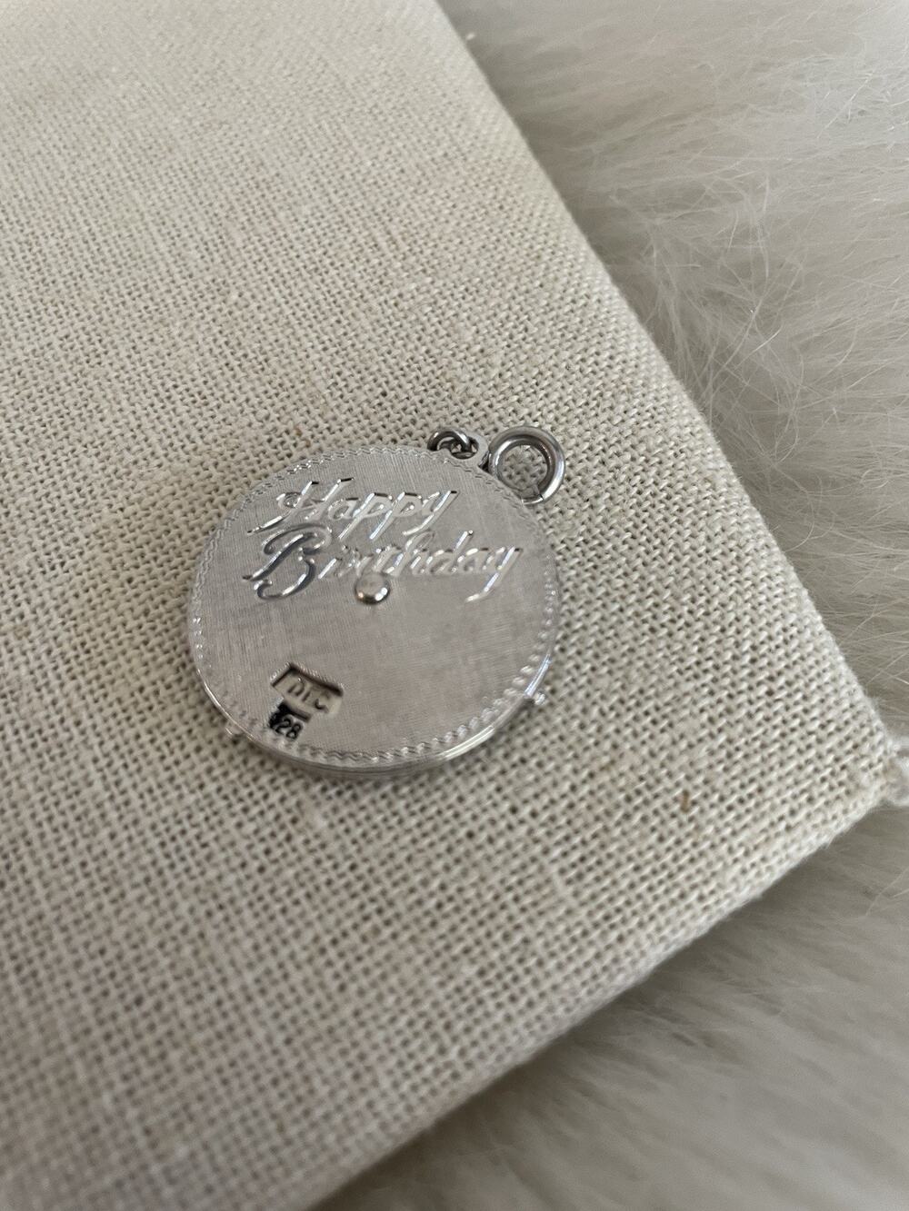 Vintage Happy Birthday Charm Silver Tone Dec 28 With Clasp Collectible